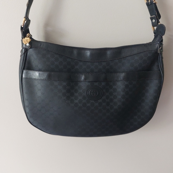 Vintage Gucci black curved crescent shaped  shoulder crossbody bag. - Picture 5 of 11
